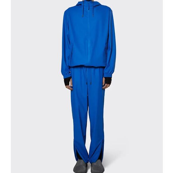 Rains Blue Storm Breaker Hooded Raincoat Jacket Waves Blue - Picture 3 of 9